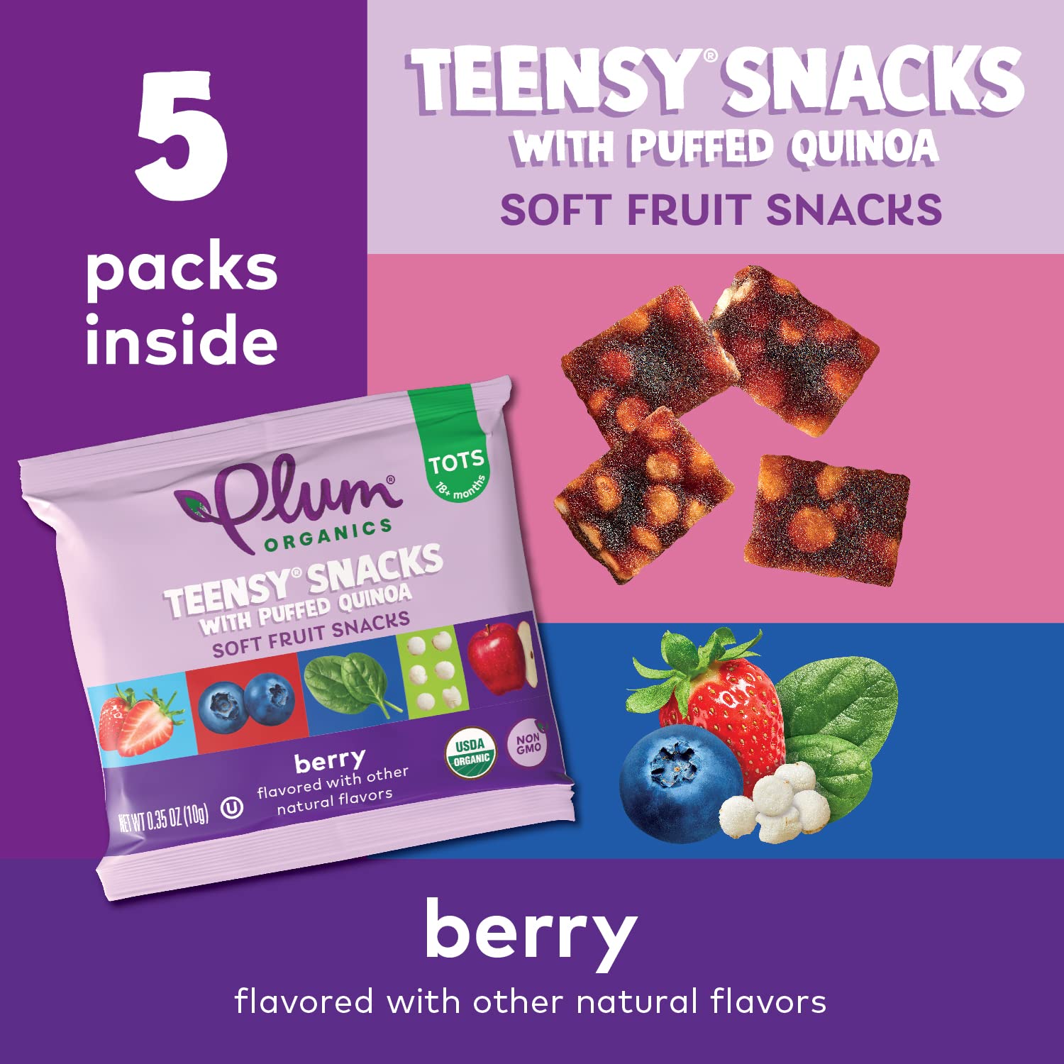 Plum Organics Teensy Fruits soft-bite texture close-up for nibbling