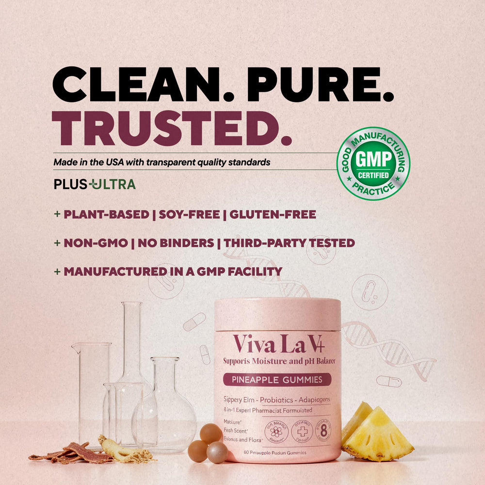 Plus+Ultra vitamin C enhanced gummies indicate daily support benefits.