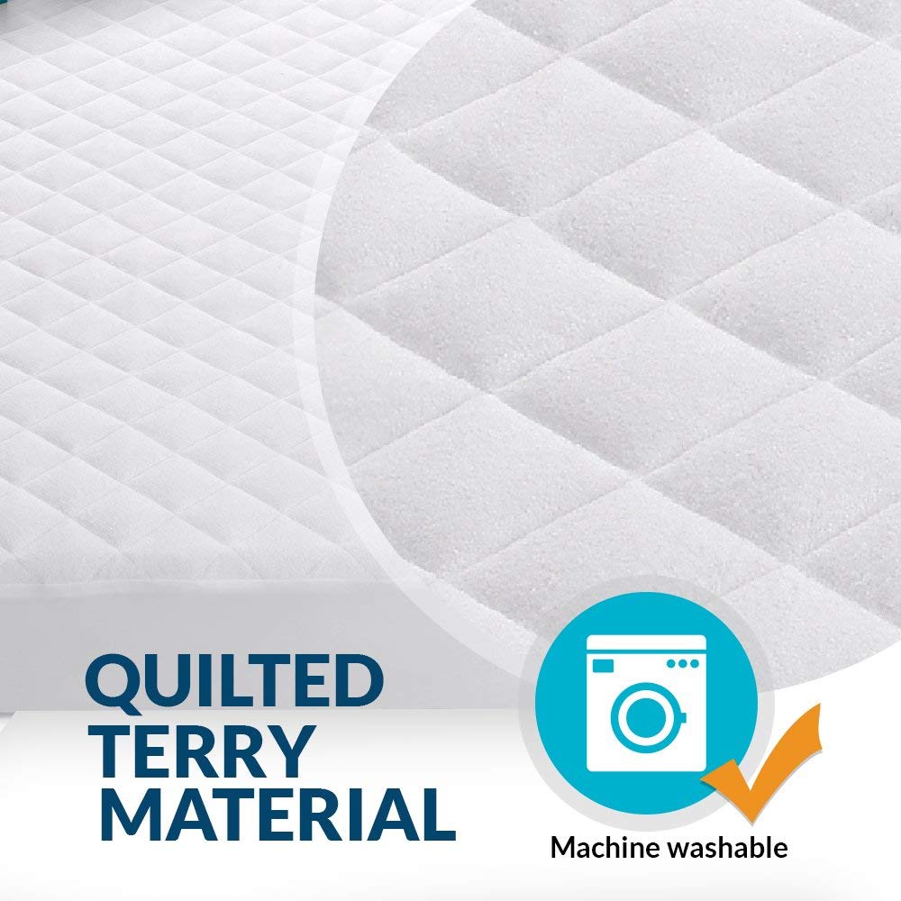 PlushDeluxe 28x52 crib protector keeps standard crib mattresses clean.