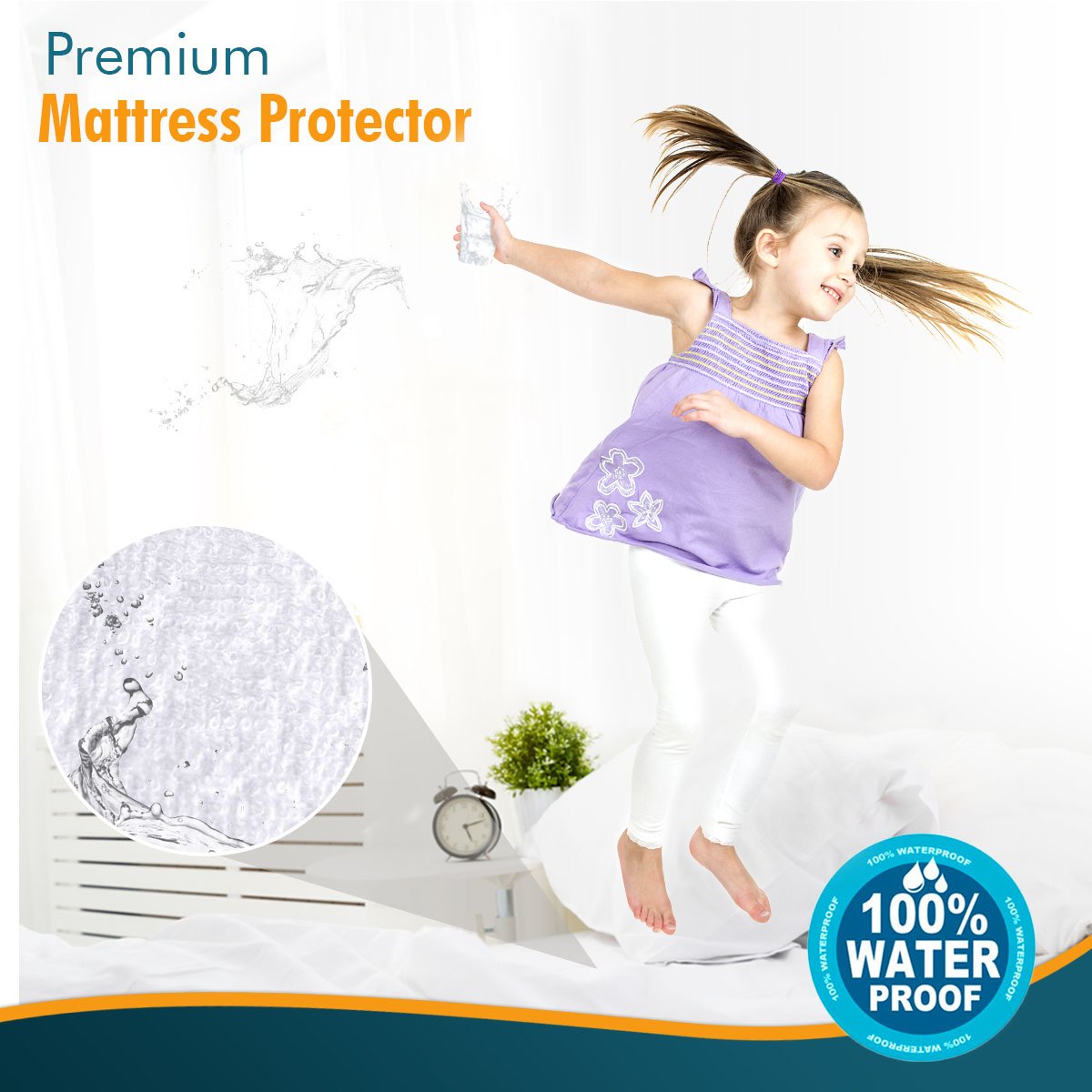 PlushDeluxe fitted sheet-style protector with deep pockets for secure fit up to 6 inches.