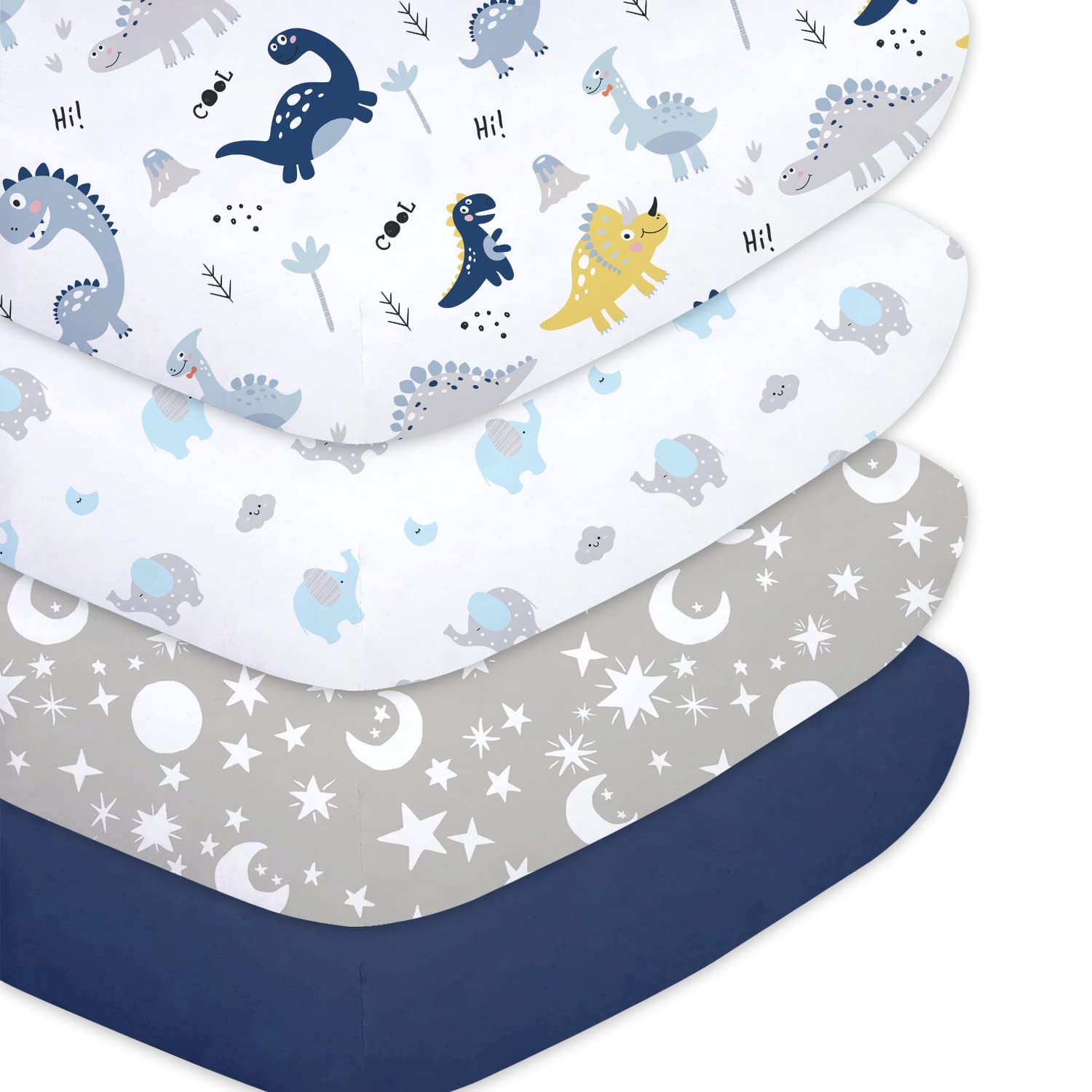 Plushii crib sheets with dinosaur pattern for cozy sleep and easy care.