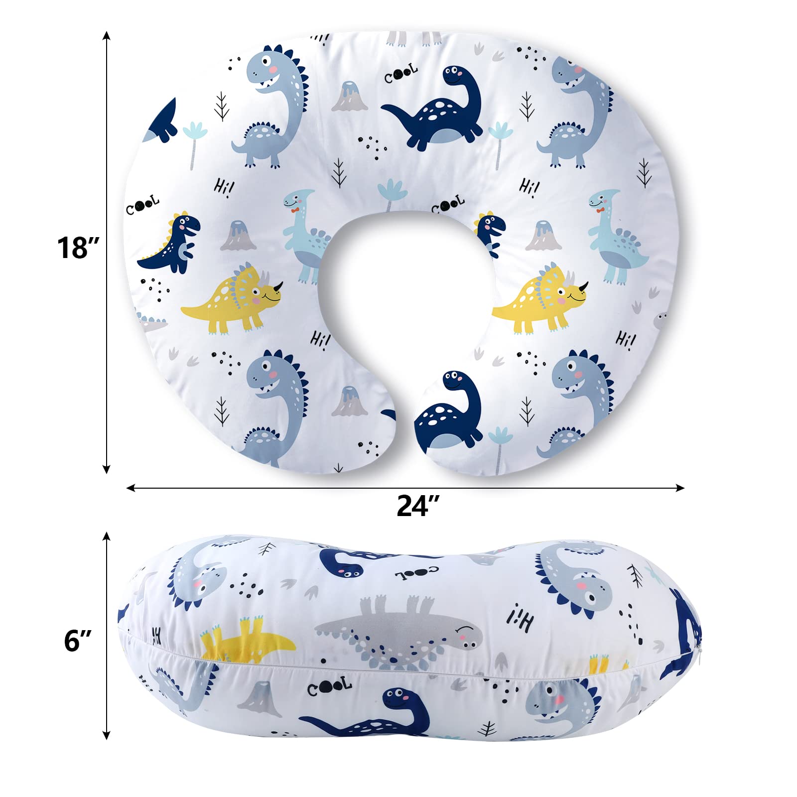 Plushii nursing pillow with blue and yellow accents supporting comfortable feeding