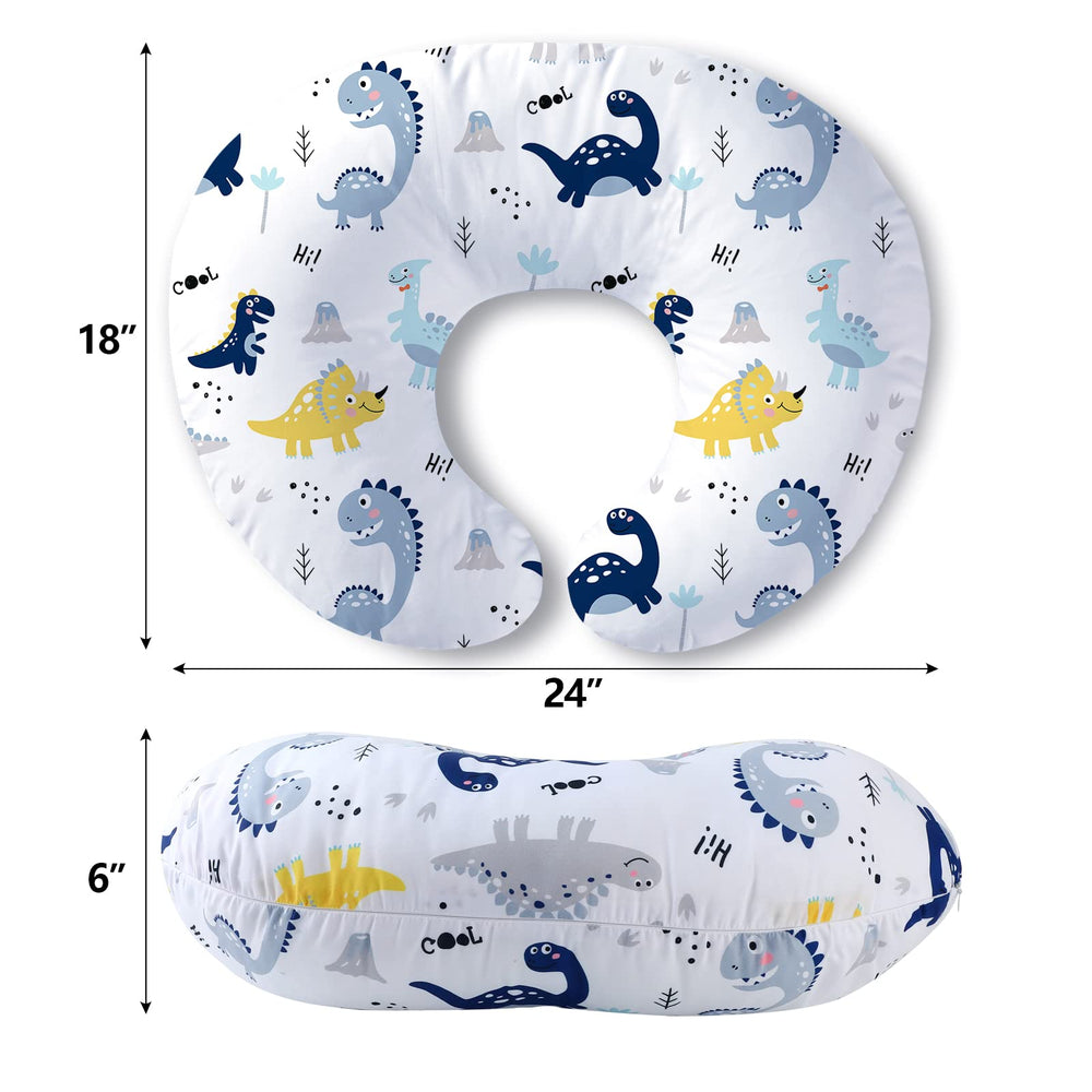 Plushii nursing pillow with blue and yellow accents supporting comfortable feeding