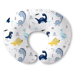 Plushii nursing pillow with dinosaur pattern close-up for cozy feeding comfort