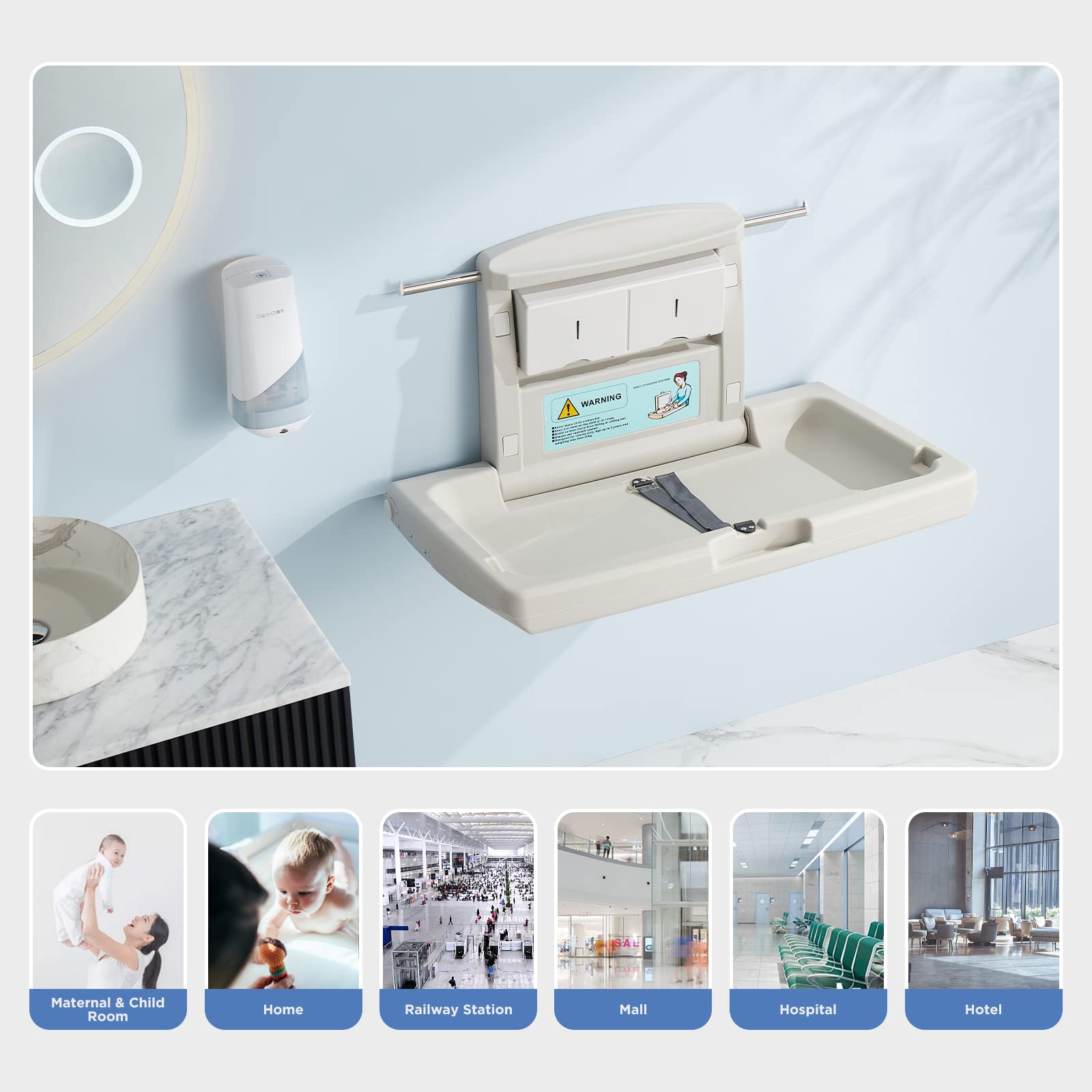 PLUSSEN commercial-grade station suitable for public restrooms.