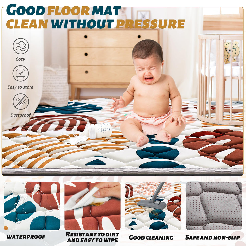 PLUUSHUU Baby Play Mat waterproof surface is quick to wipe clean