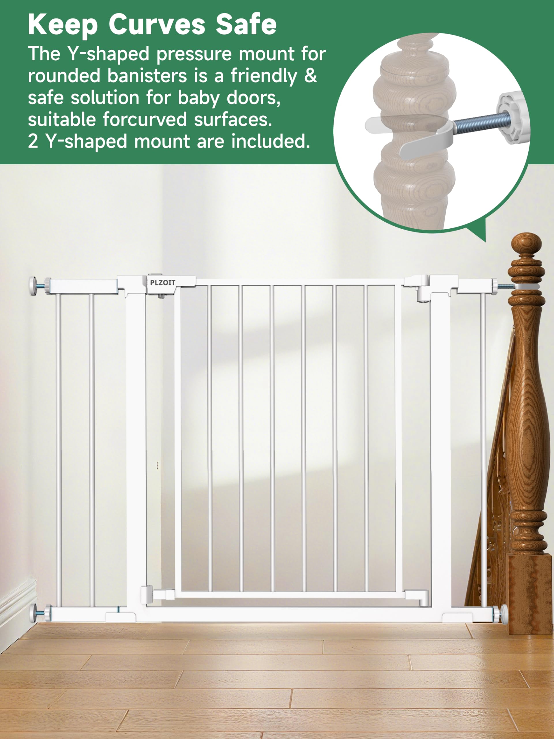 PLZOIT chew-proof metal gate, durable for pets and children.