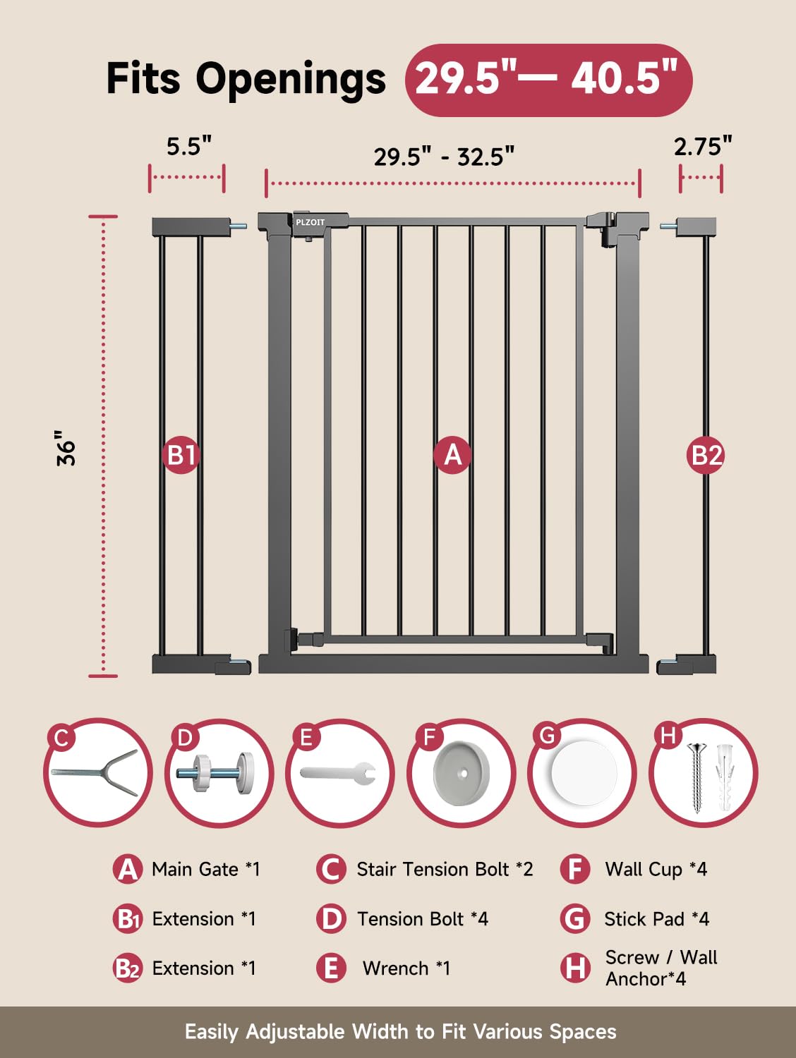 PLZOIT 2.75-inch extension increases fit range.