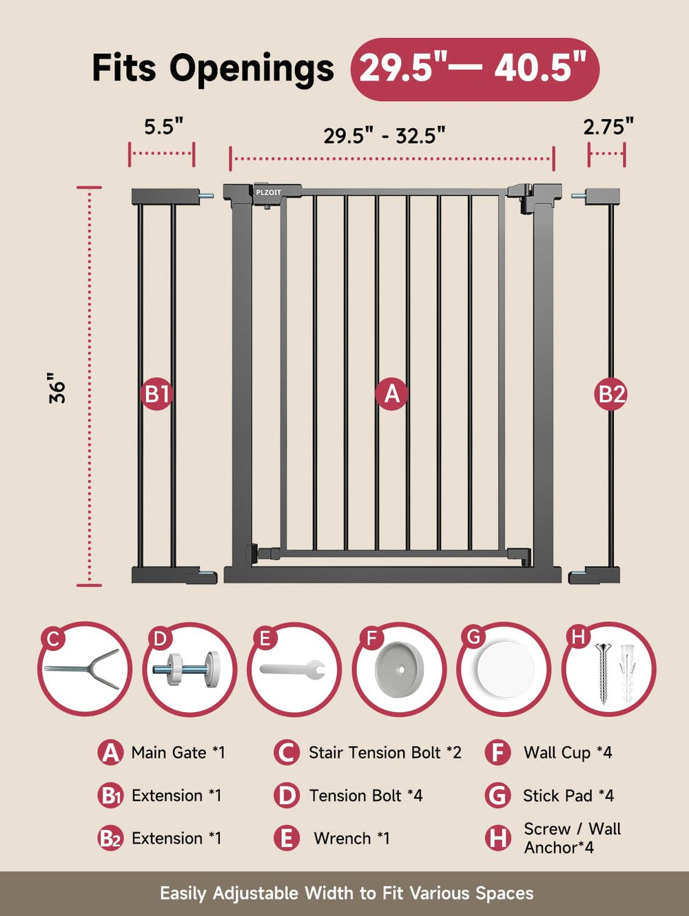 PLZOIT 2.75-inch extension increases fit range.