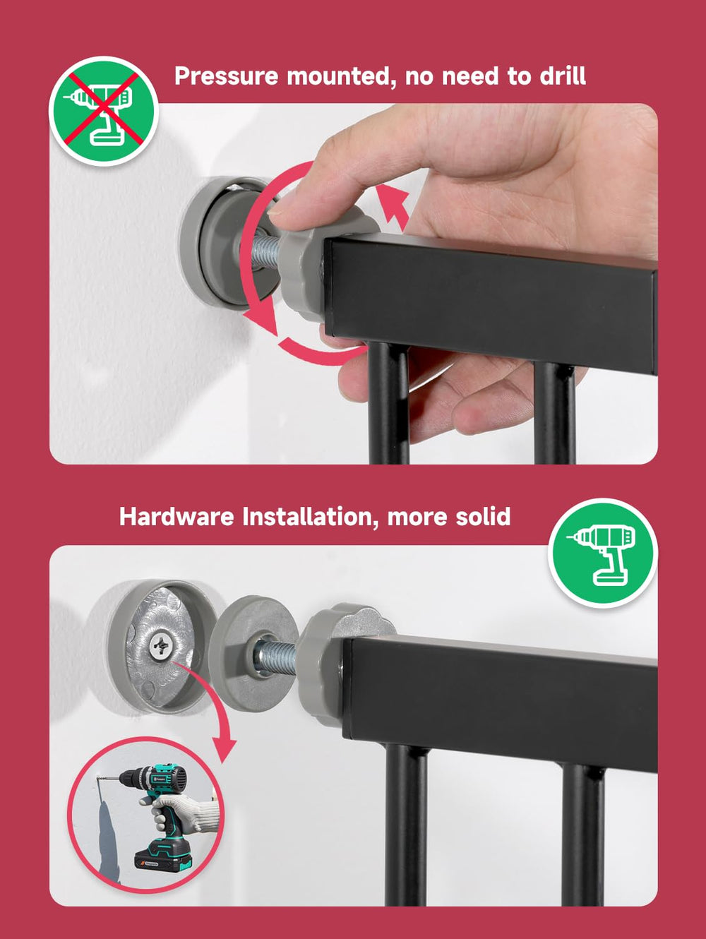 PLZOIT pressure-mounted installation for quick setup without drilling.