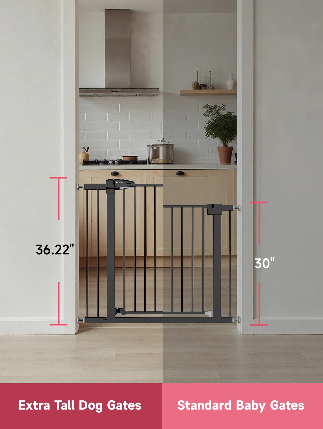 PLZOIT walk-through gate with 23.6-inch opening for easy passage.