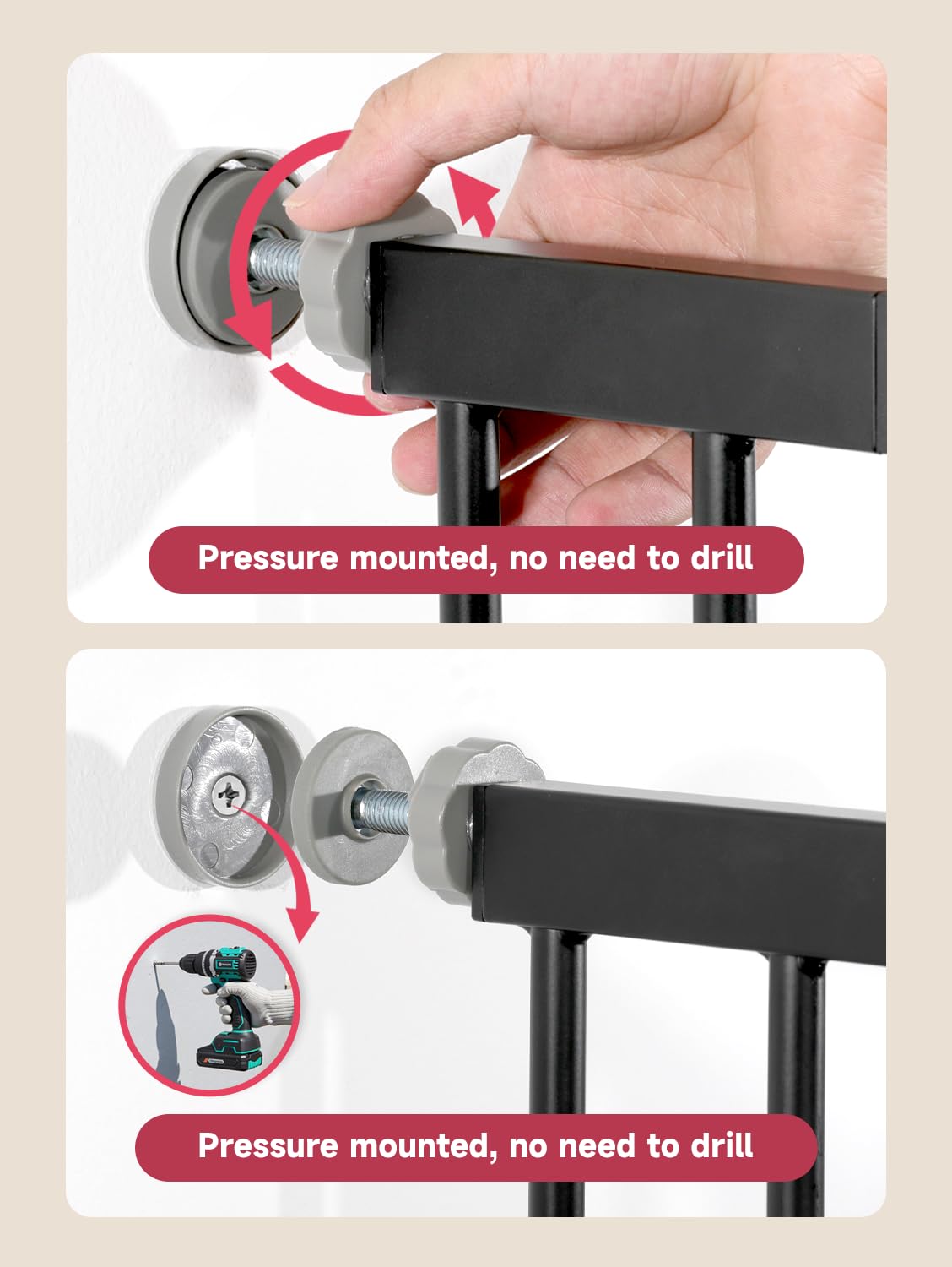 PLZOIT wall protectors included for wall safety.