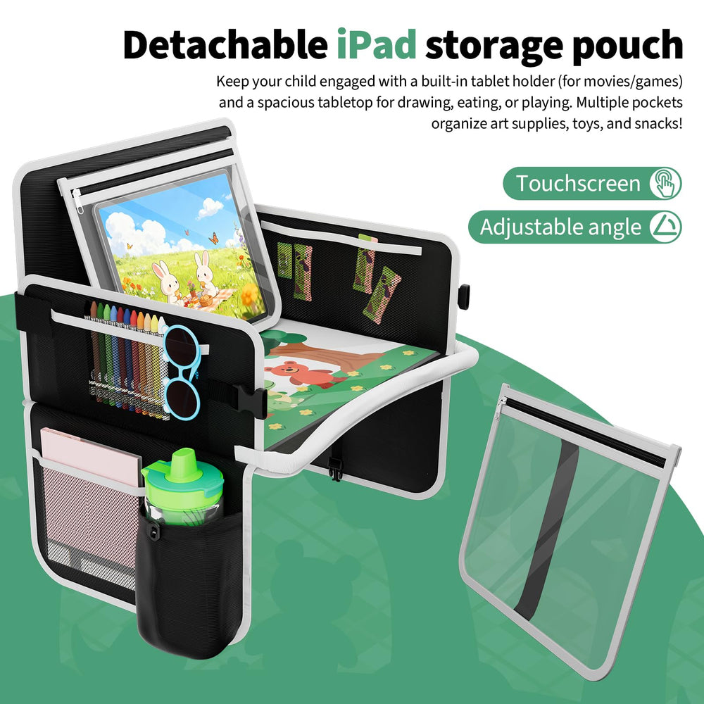 Plzpik 600D Oxford fabric travel tray resists spills and messes.