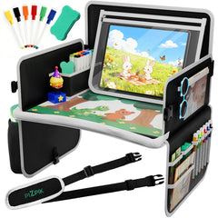 Plzpik Kids Travel Tray tablet holder secures devices for distraction-free car trips.