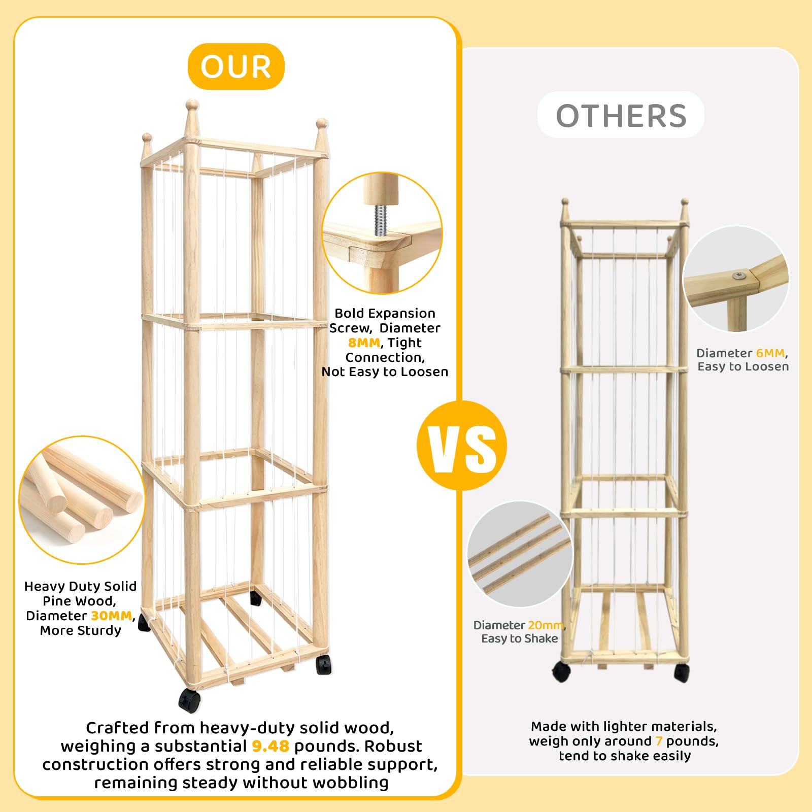 Pmbqifay storage with 360° wheels enables easy movement.