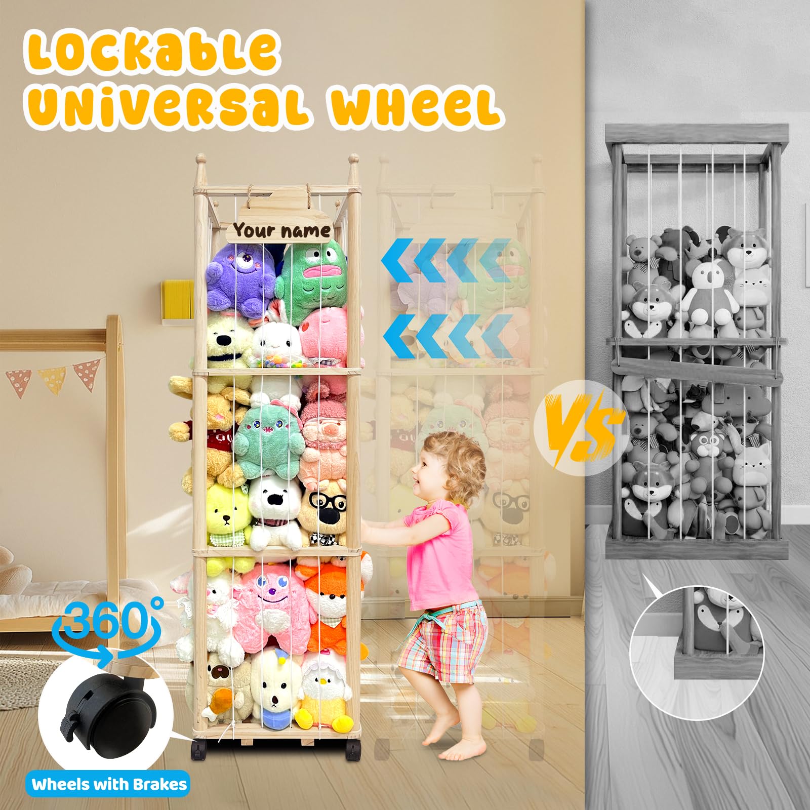 Pmbqifay mesh pocket stores blocks and small toys.