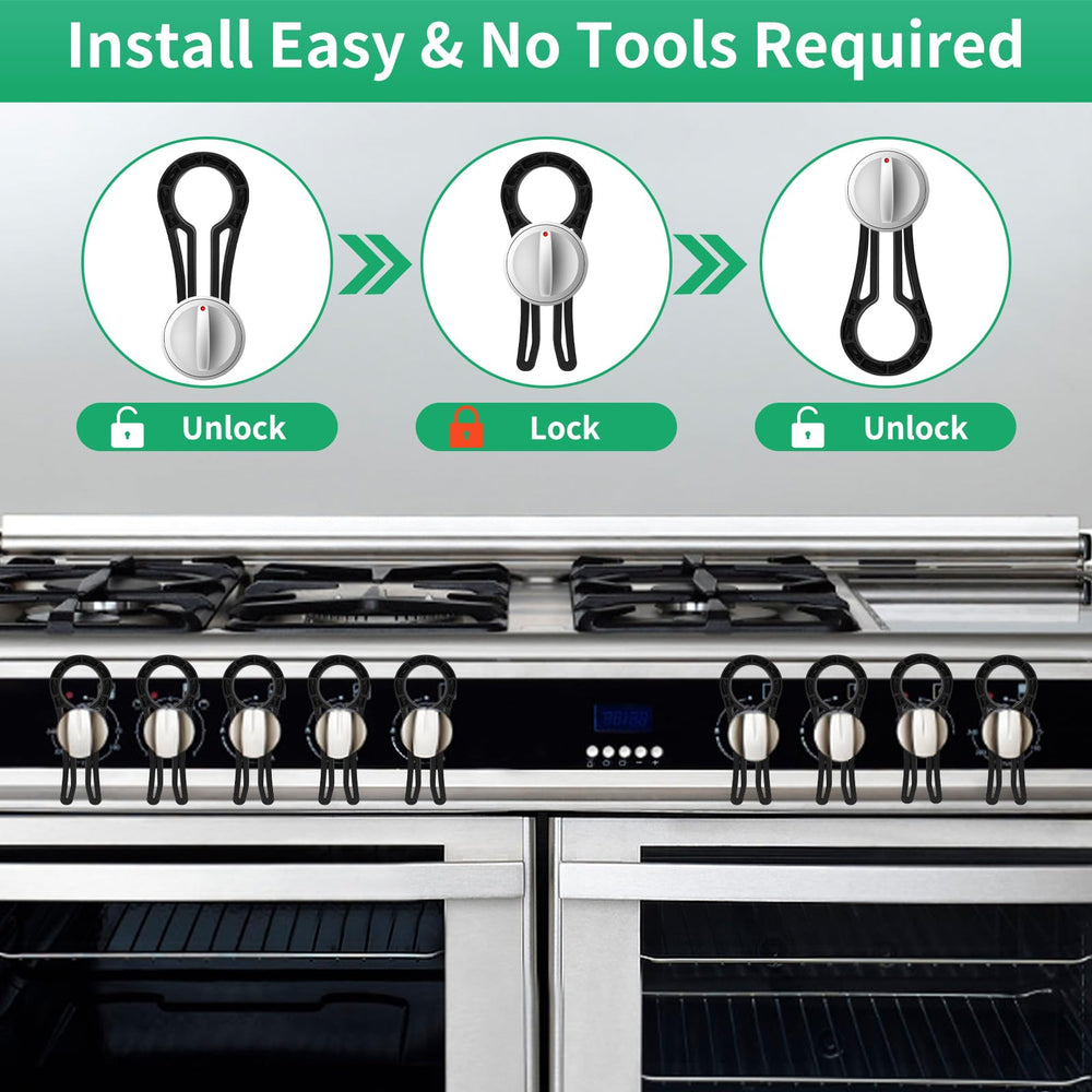 Poallu universal-fit knob locks adapt to many gas stoves and ovens.