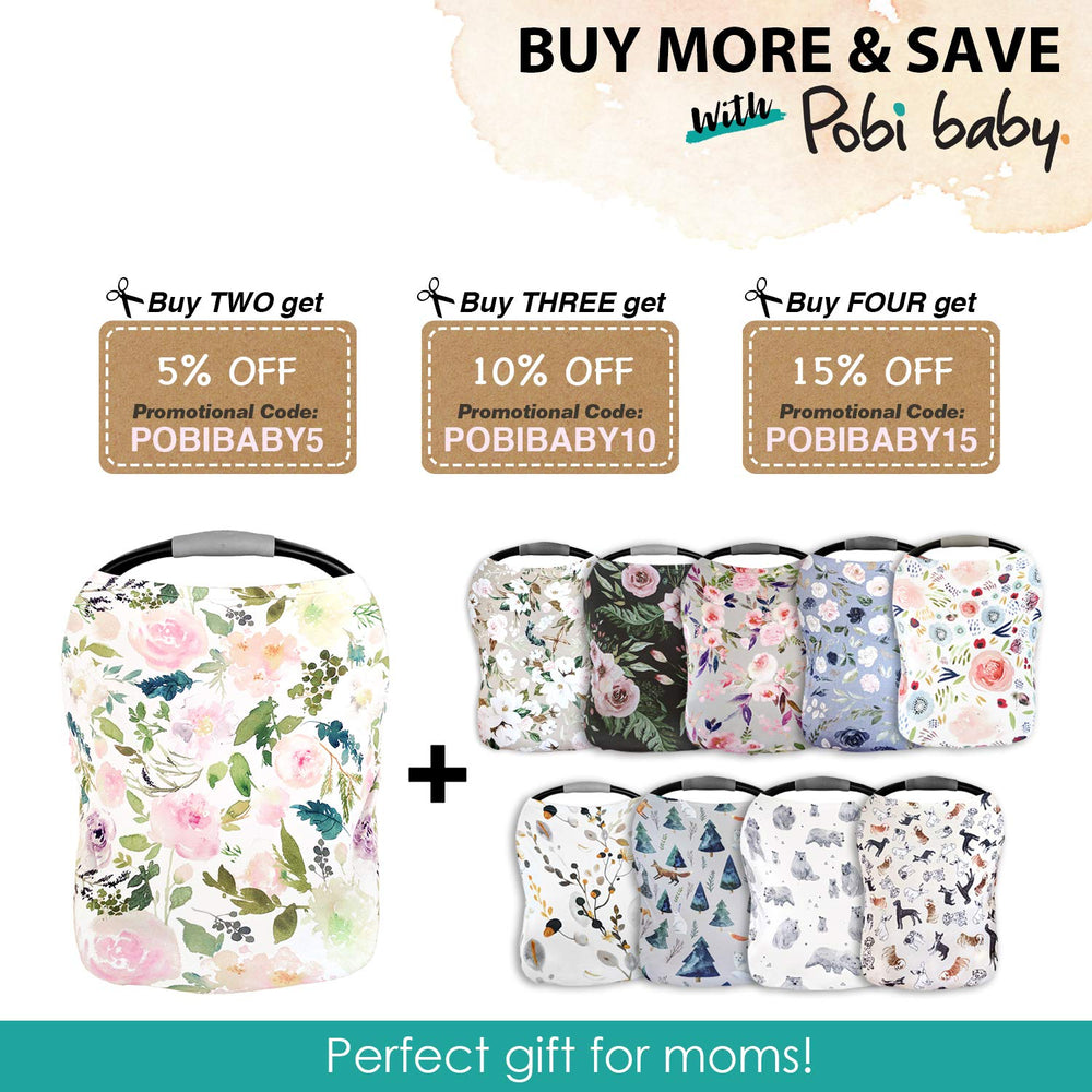 Pobi Baby floral pattern close-up showcasing colorfast design.