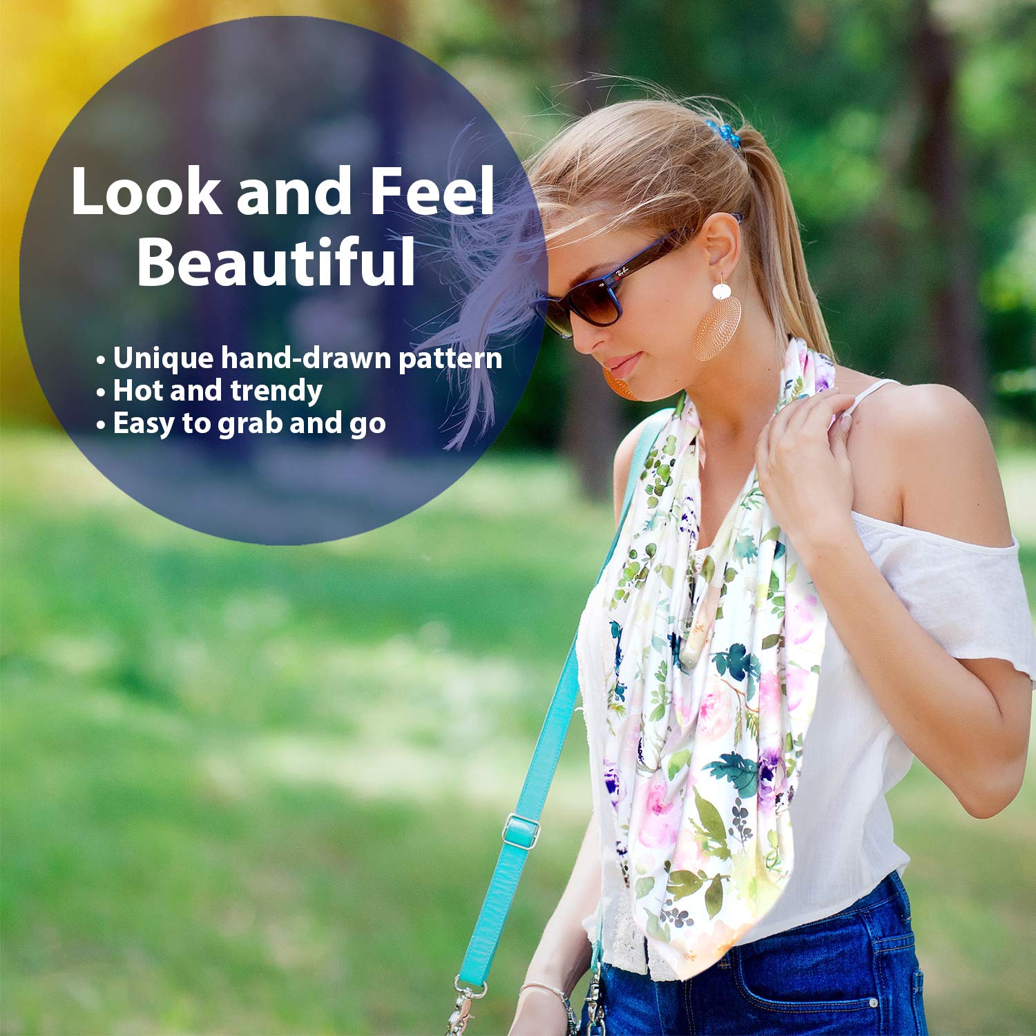 Pobi Baby infinity scarf function worn by mom for versatile styling.