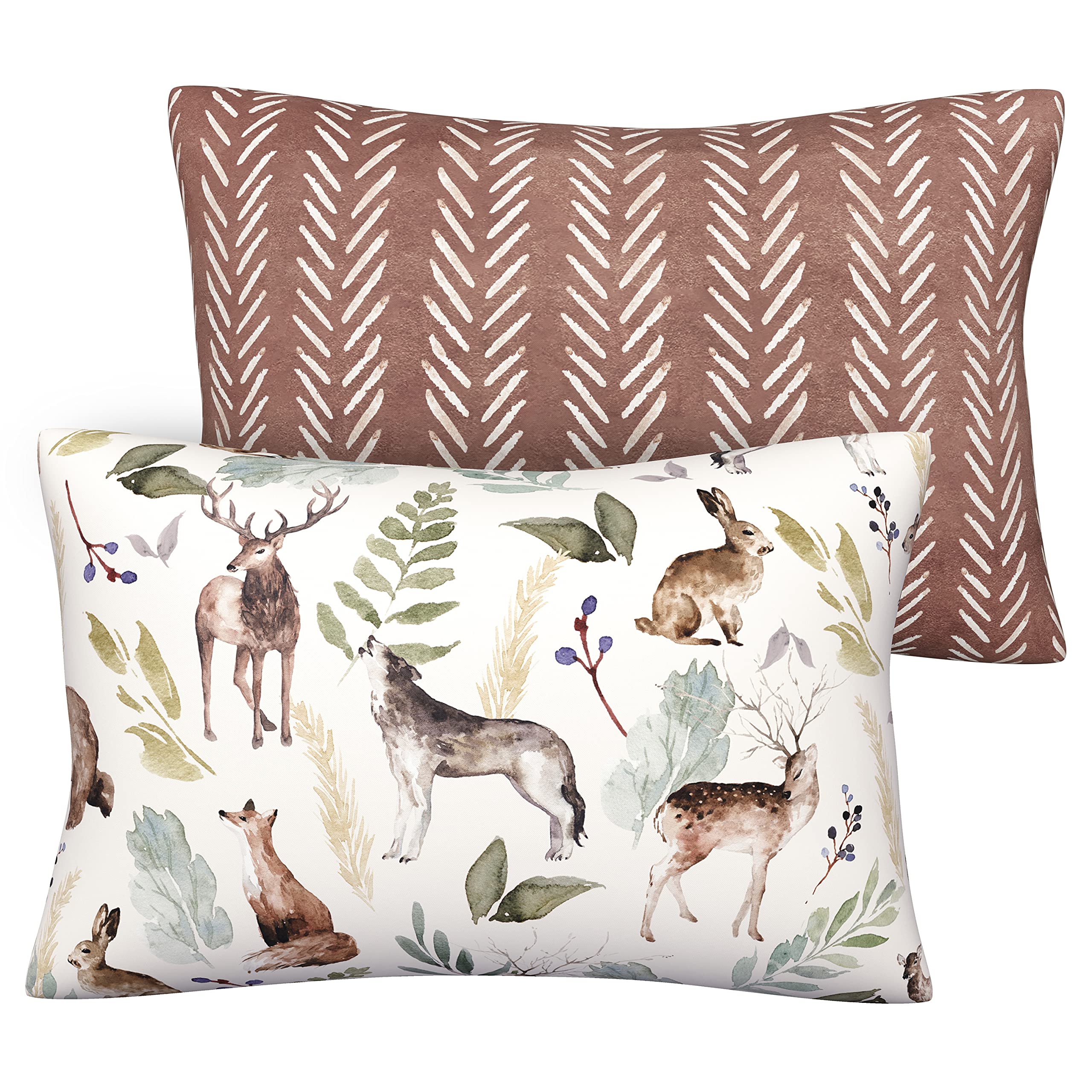 Pobi Baby Wildlife pillowcase close-up shows soft jersey knit for toddlers.