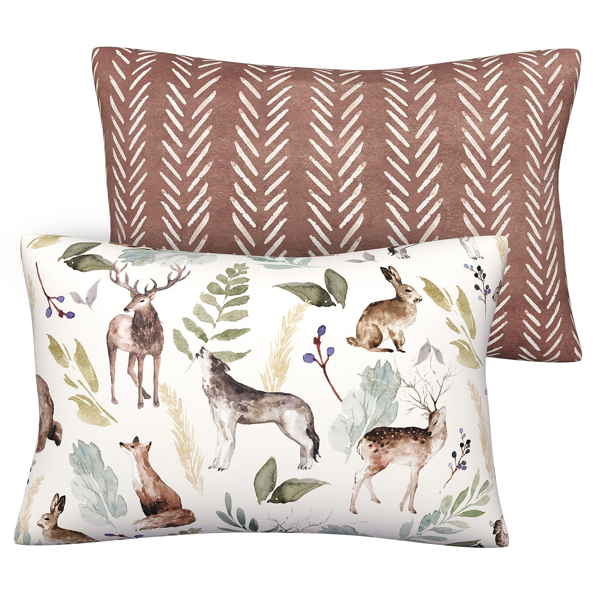 Pobi Baby Wildlife pillowcase close-up shows soft jersey knit for toddlers.