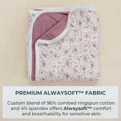 Pobibaby Blossom blanket folded display highlighting its large size for growing babies.