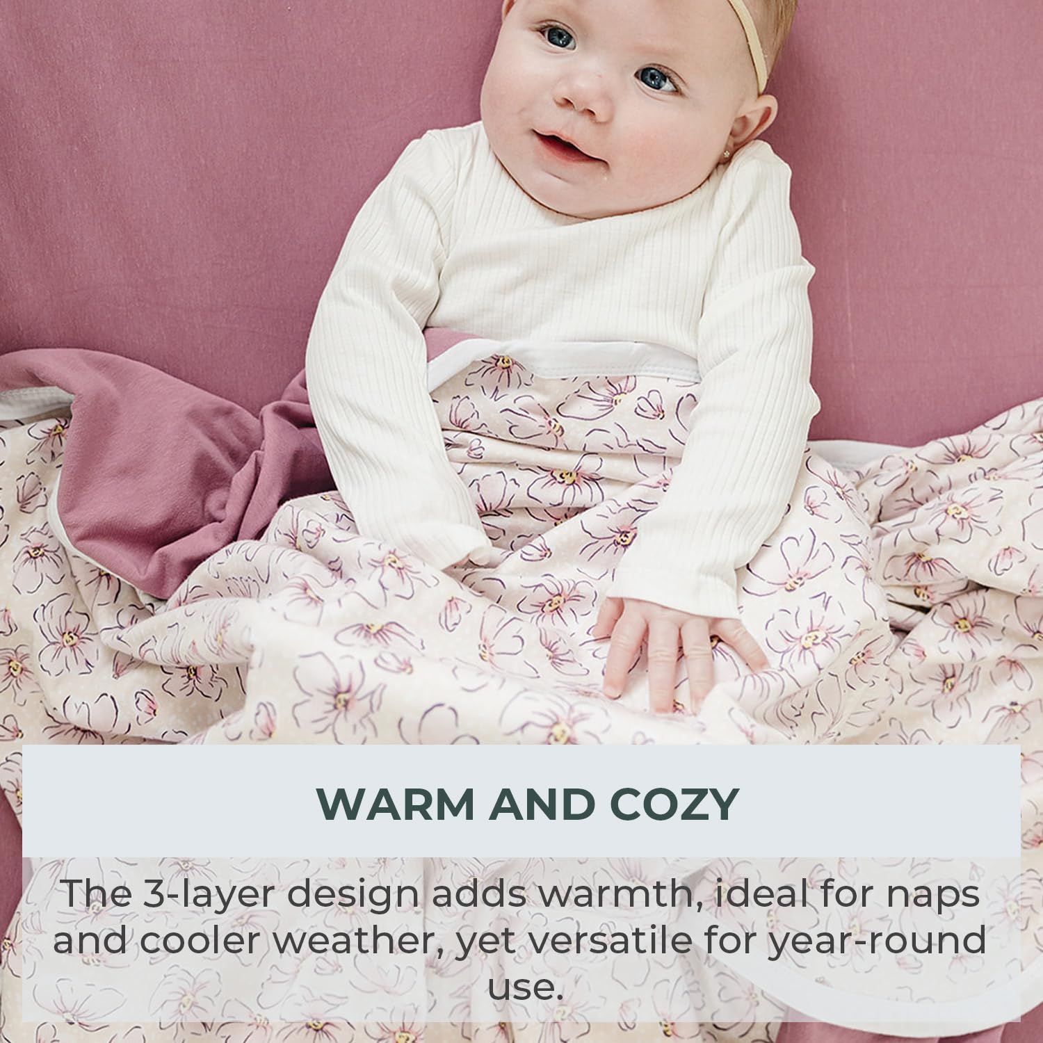Pobibaby Blossom blanket during nap time emphasizes warmth and coziness.