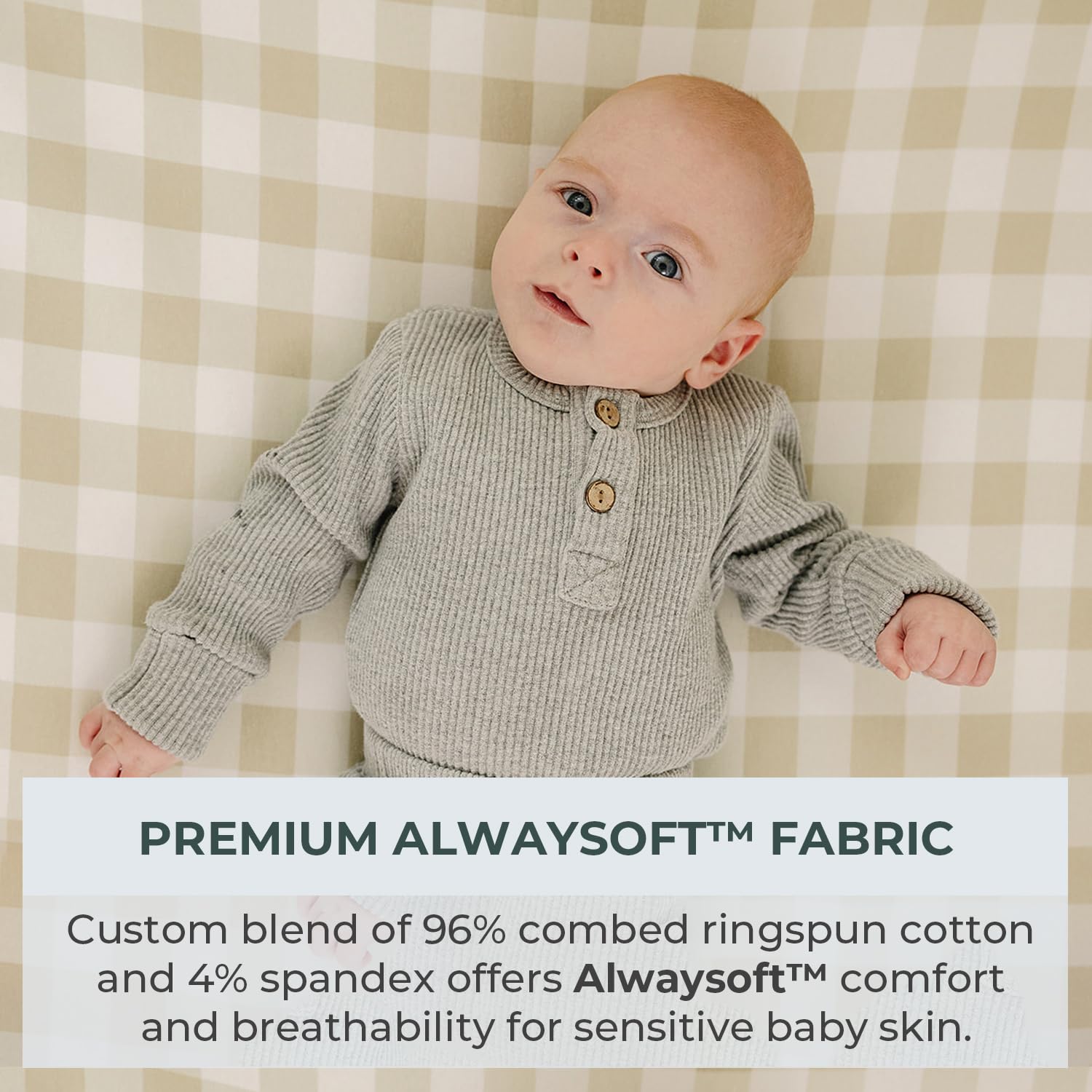 Pobibaby elastic-fit changing pad cover, close-up showing secure wrap around the pad.