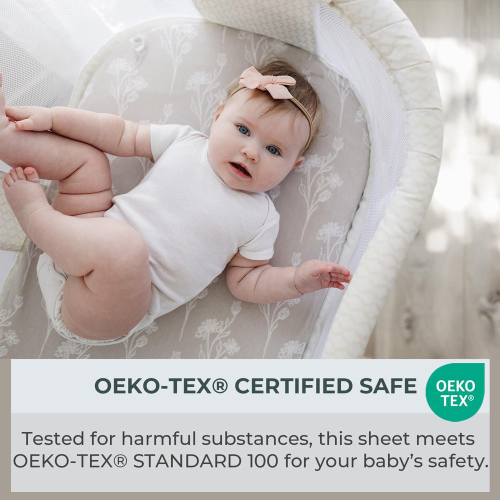 Two-pack Pobibaby bassinet sheets ready for easy care
