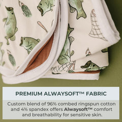 Pobibaby Gone Fishing blanket folded for travel convenience.