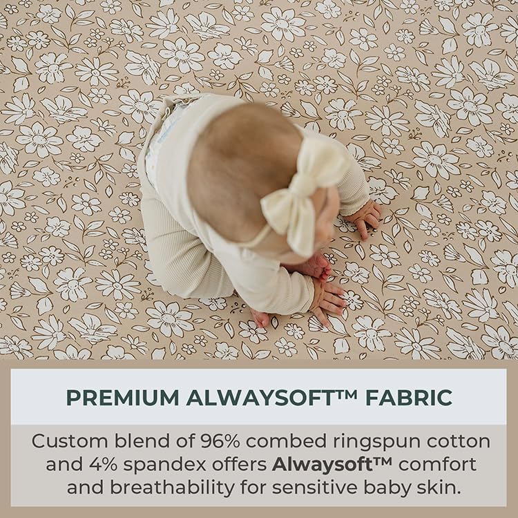 Pobibaby Meadow crib sheet with snug elastic band for secure fit