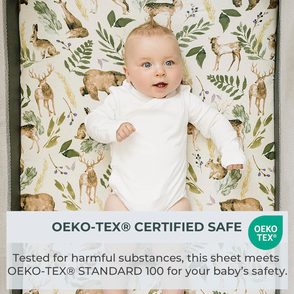 Pobibaby mini crib sheets compatible with standard playards.