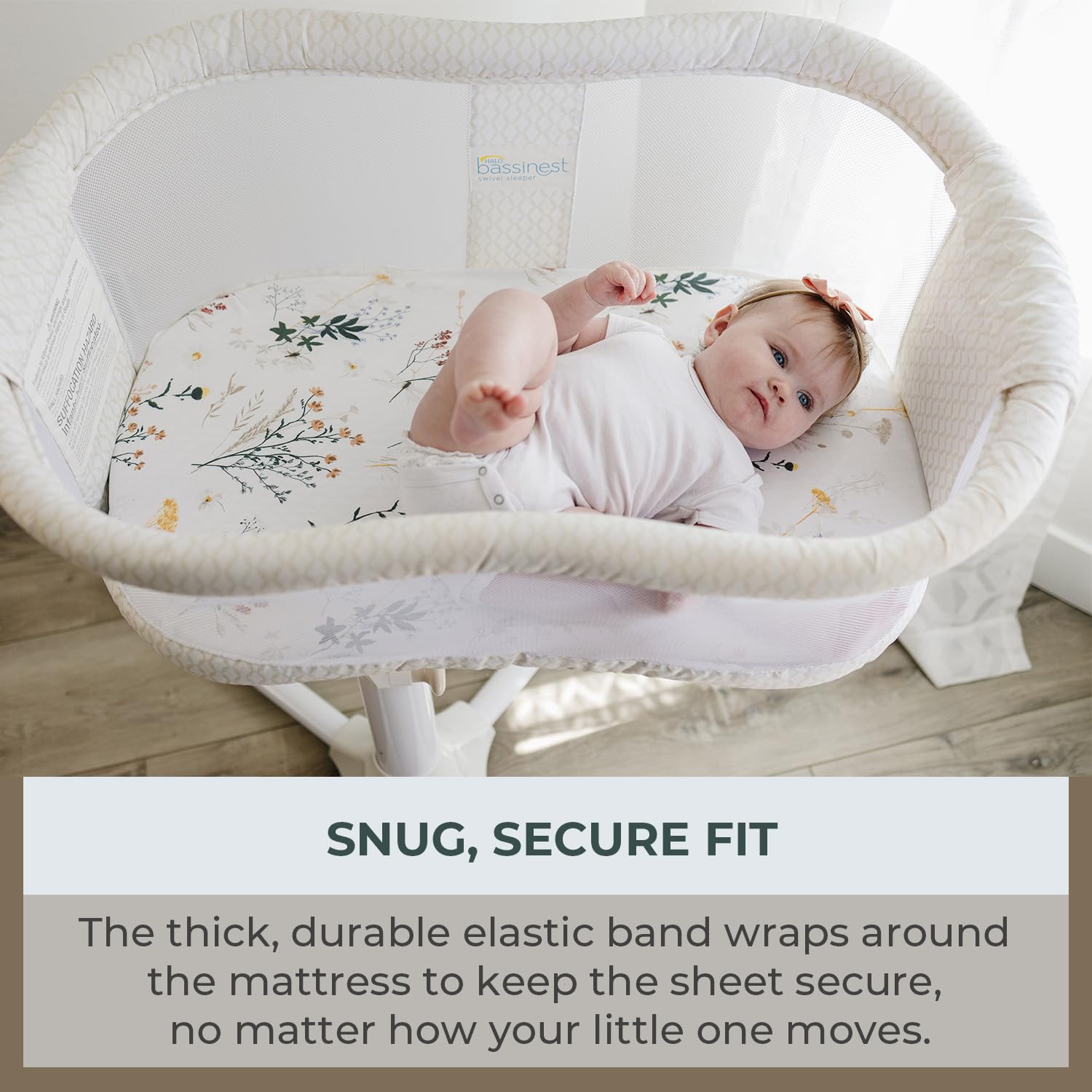 Mom-designed Pobibaby bassinet sheet highlighting ease of use