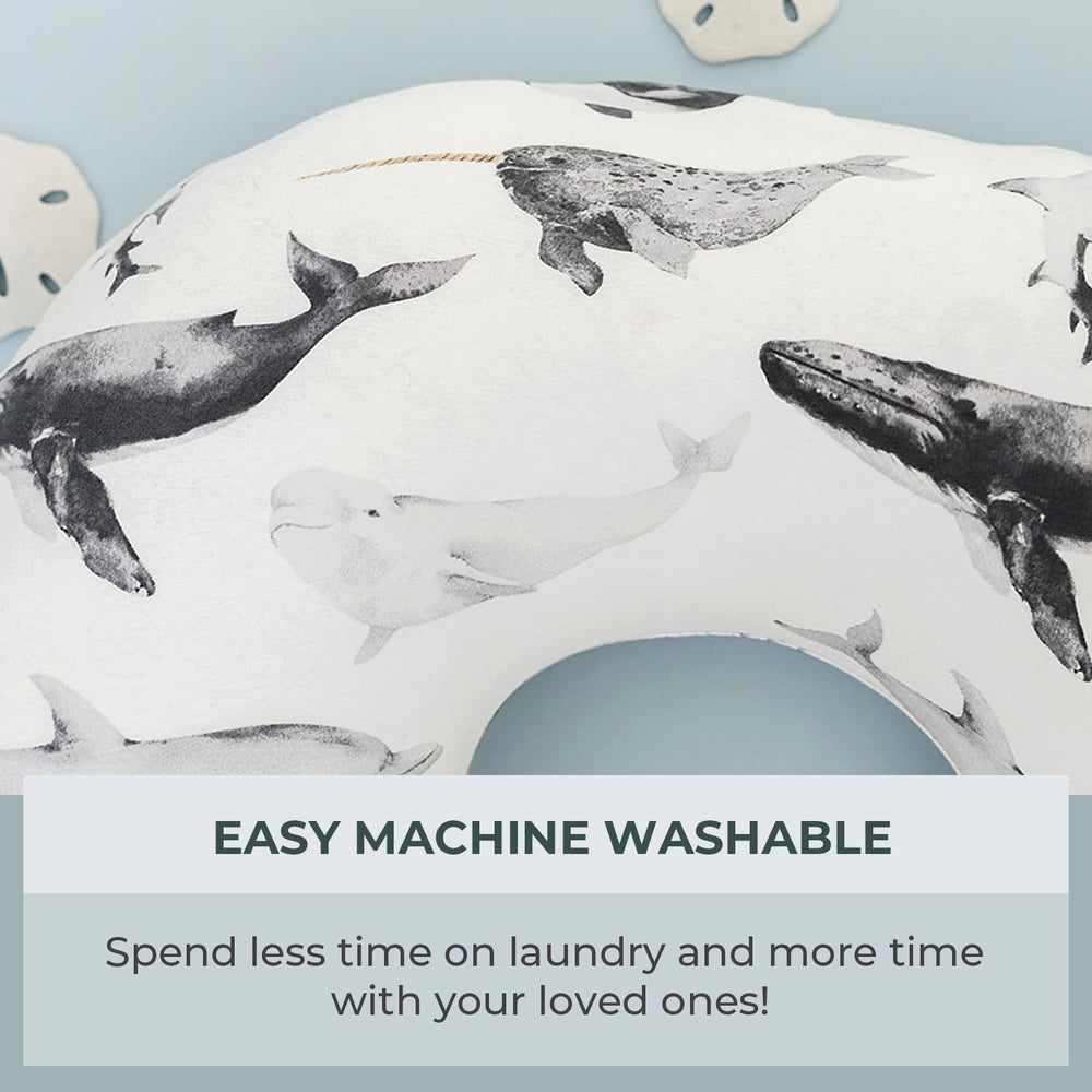 Pobibaby Seaside pillow cover in use during feeding sessions