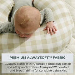 Pobibaby nursing pillow cover shows stretchy material for a snug fit on pillows