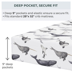 Pobibaby Ocean breathable cotton-jersey crib sheet promotes airy bedtime comfort.