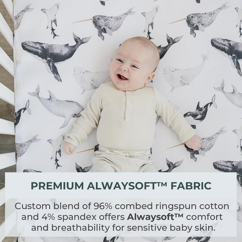 Pobibaby Ocean elastic secure-fit crib sheet for snug night sleep and safety.