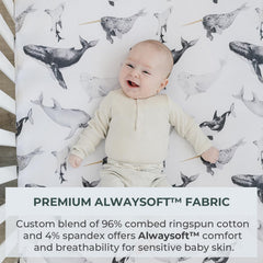 Pobibaby Ocean elastic secure-fit crib sheet for snug night sleep and safety.
