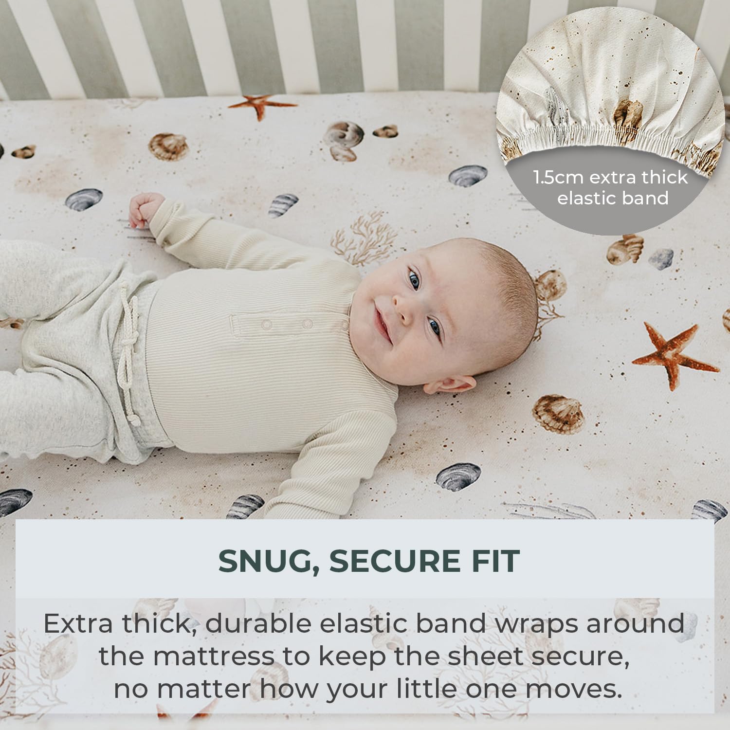 Pobibaby Ocean non-wrinkle design helps quick changes and tidy nursery.