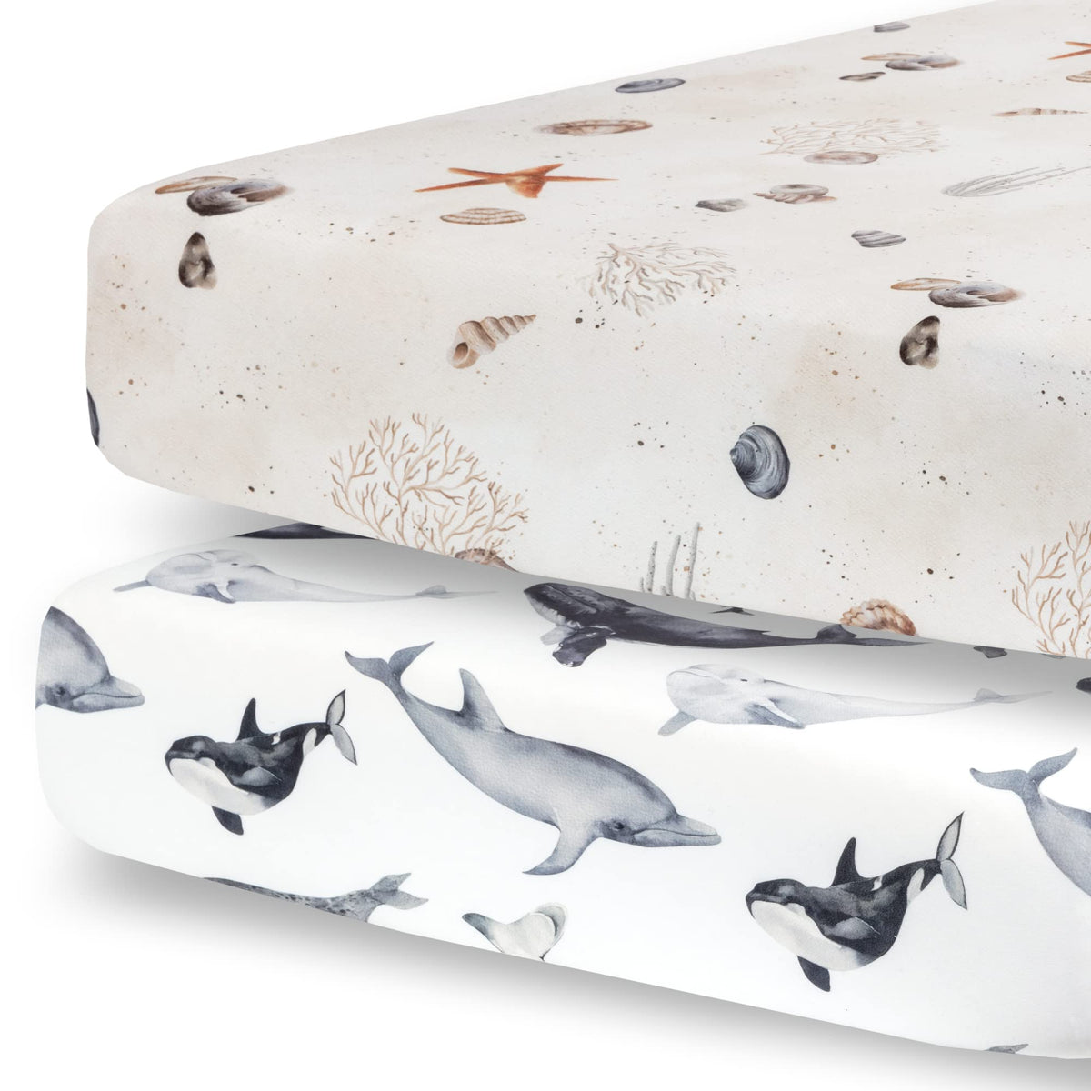 Pobibaby Ocean soft jersey knit crib sheet pack 2 offers baby comfort and easy care.