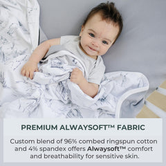 Pobibaby blanket shown with 50x50 size for growing baby