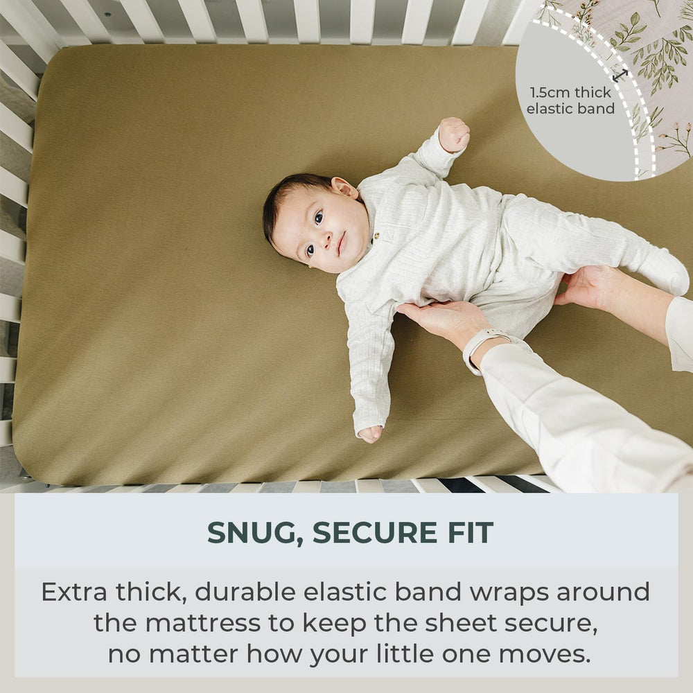 Pobibaby crib sheets with secure elastic band for safety.