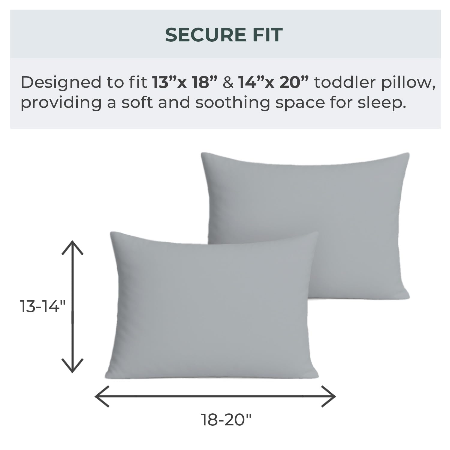 Pobibaby pillowcase fits standard 12x16 toddler pillows for crib or travel.