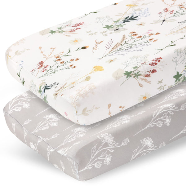 Pobibaby Wildflower changing pad cover front view for cozy diaper changes