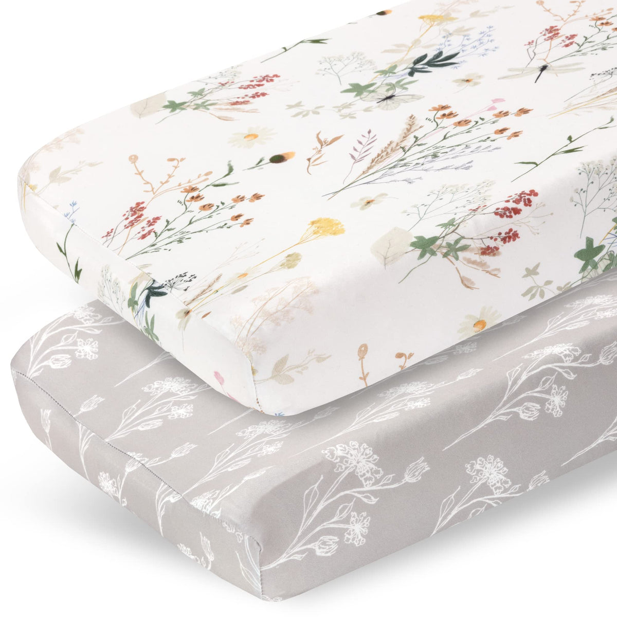 Pobibaby Wildflower changing pad cover front view for cozy diaper changes