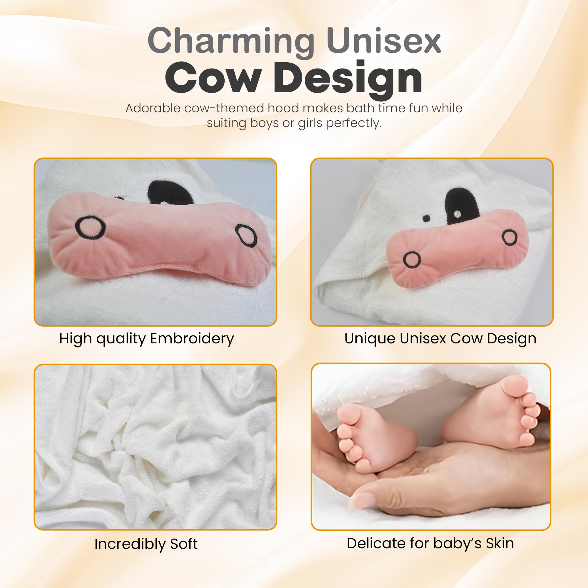 POCASOPA kid-friendly cow design adds playful bath time appeal