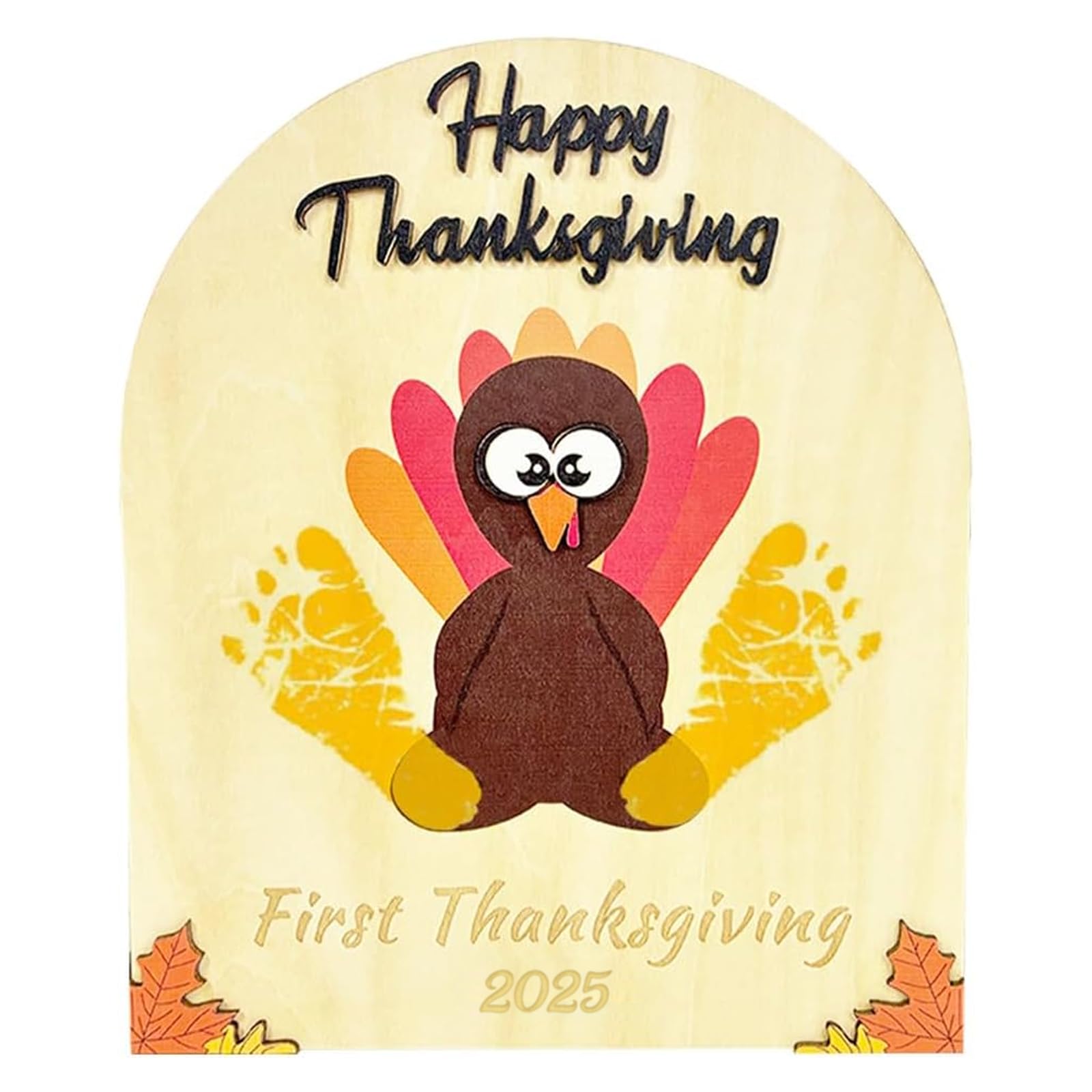 Poceton turkey handprint wooden sign creates a memorable Thanksgiving keepsake for families.