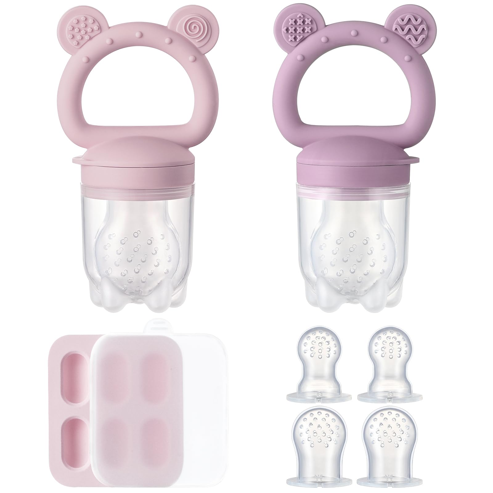 Poikshark 2-pack silicone baby feeders for safe self-feeding.