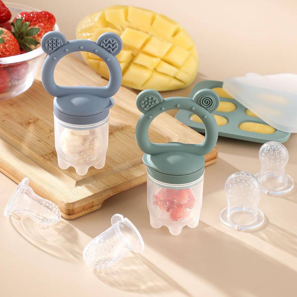 POIKSHARK all in one feeder teether set close up showcases multifunctional tools