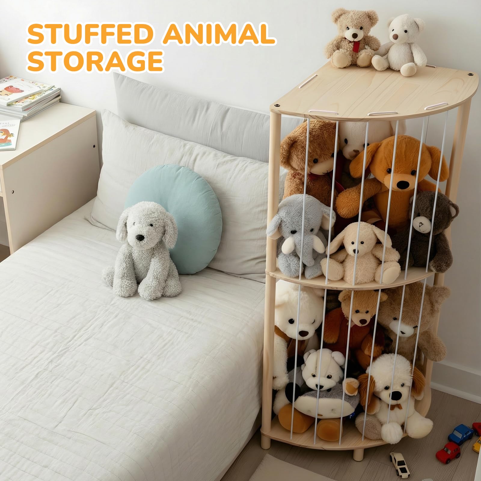 POIKSHARK arc-shaped toy organizer highlights compact design for small rooms